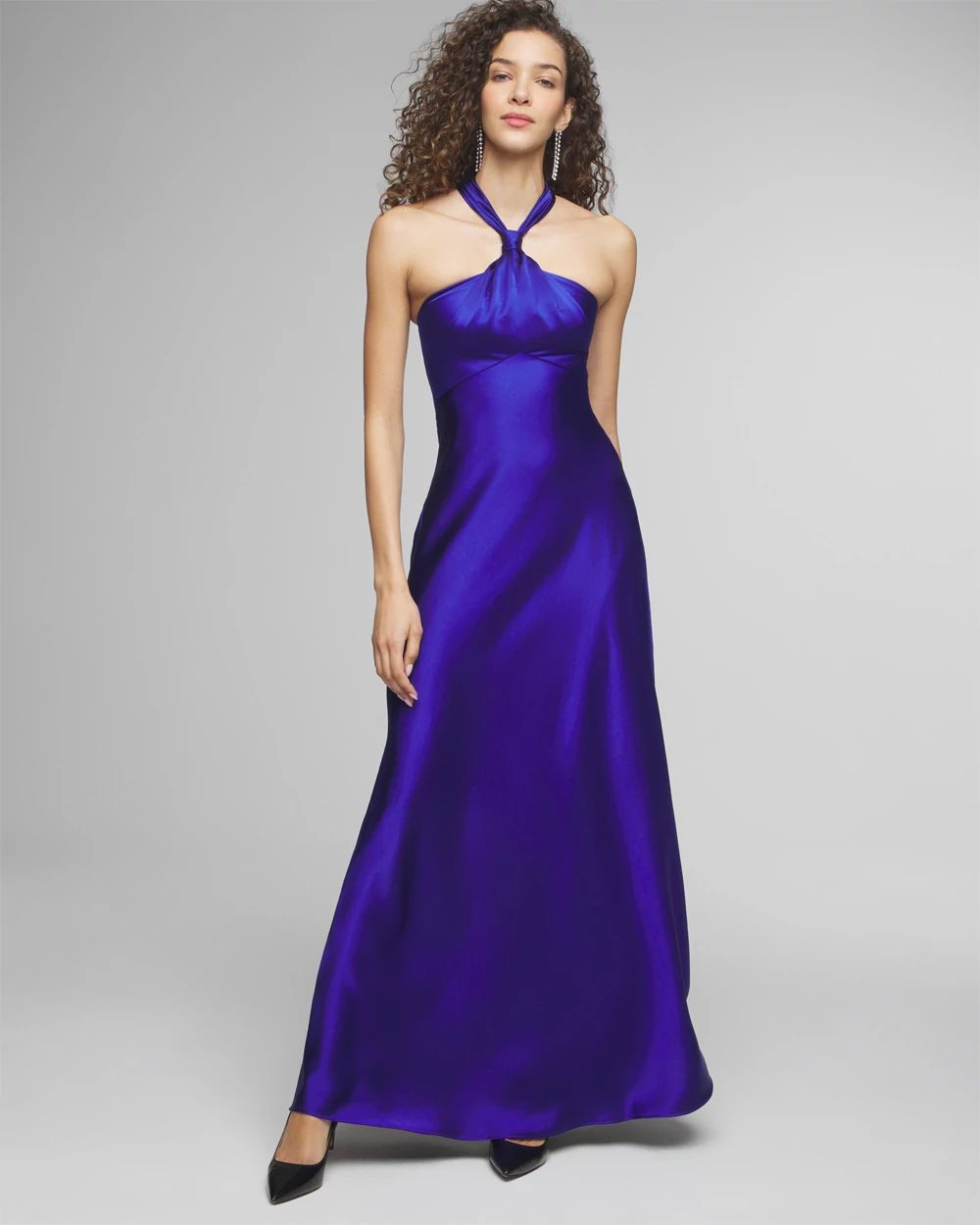 Knot Halter Satin Gown